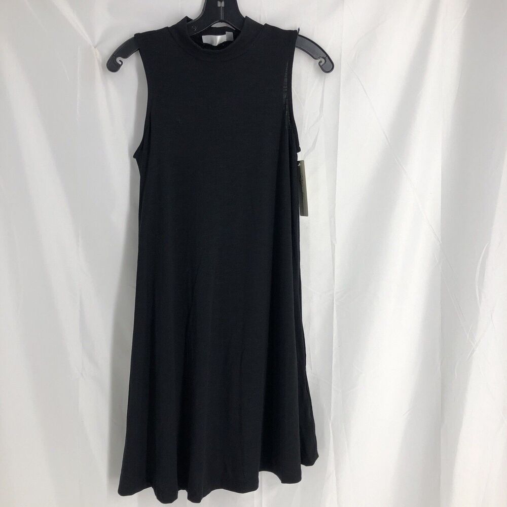 RD Style Black Knit Sleeveless Midi Dress Women XS Mock Turtleneck